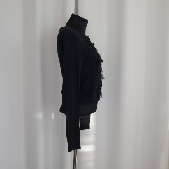 Vintage Y2K Abercrombie & Fitch Ruffle Lace Babydoll Cardigan Sweater Sz S - Picture 3 of 9